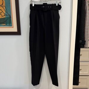 Zara Women's Black Belted Cropped Pants